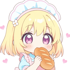 パン屋さんのエプロンの女の子スタンプ
