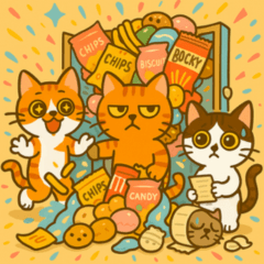 Three cats go on a shopping spree
