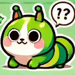 Husky dachshund and caterpillar