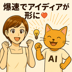 あきりん＆AIネコのひらめき爆速スタンプ