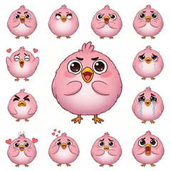 ぴんくい鳥のスタンプ