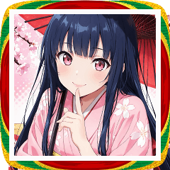 優雅なお正月の着物女子スタンプ