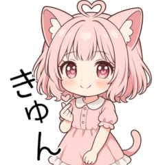 猫耳ワンピースピンクの女の子