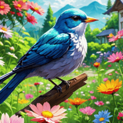 お花と幻想的な鳥の優しい敬語スタンプ