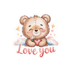 Fluffy Bear with Honey Jar English