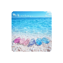 癒しの澄んだ海.シーグラス.瓶.Healing sea