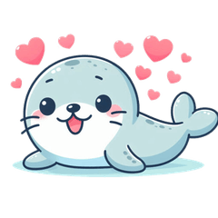 かわいいアザラシのカートゥーンスタンプで