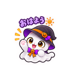 ハロウィン　おばけにゃんこのスタンプ