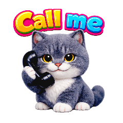 Cute 3D Chibi Gray Cat Daily Stickers