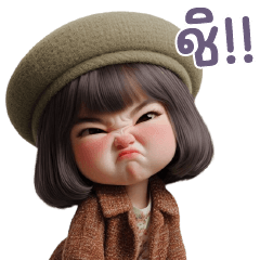 Noodle soup with dumplings, cute girl.