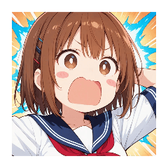 女の子の驚いた顔オンリースタンプVer.1