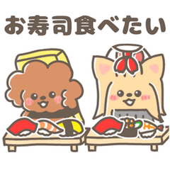 動く！♡お寿司大好き♡トイプーとヨーキー