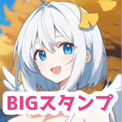 銀杏と水着の天使の女の子BIGスタンプ