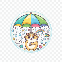 傘とあいさつスタンプ