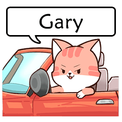 Name sticker of Chacha cat "Gary"