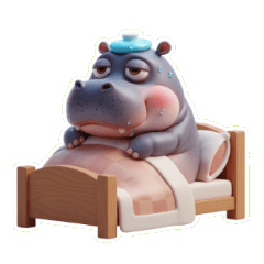 カバの病気欠勤スタンプ