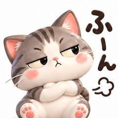 ぷっくり3D猫のひねくれスタンプ