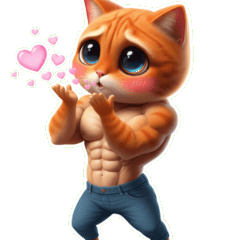 大きな頭のネコがナンパ中