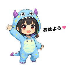 モンスター着ぐるみ女子の日常スタンプ♪