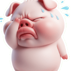 ぶちゅっと口のピンクのブタ「なんて言った