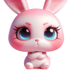 ピンクうさぎの感情スタンプ（怒喜悲呆）