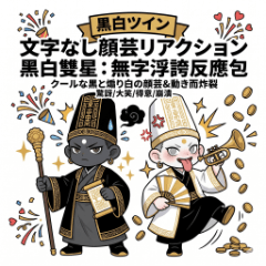 黒白ツイン：文字なし顔芸リアクション