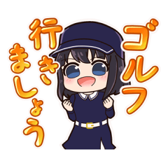 毎日使えるゴルフ女子スタンプ(ボブ娘)