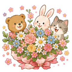 かわいい動物のおめでとうスタンプ