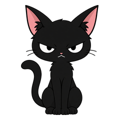 悪い顔する黒猫ノラ｜日常・返事スタンプ