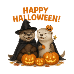 秋のカワウソ夫婦