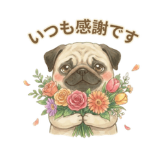 もちぷにパグのモカ（水彩）