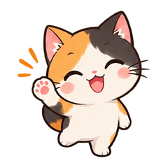 Cute Calico Cat Colorful Chat