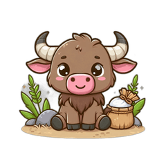 かわいい水牛のキャラクター