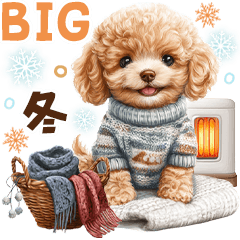 トイプードルの冬BIGスタンプ