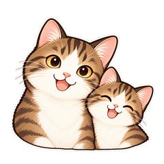 やさしい猫の親子 日本語＆英語