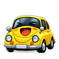 ころんと可愛い♪黄色い車の癒しスタンプ