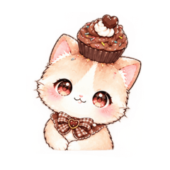 チョコカップケーキねこ♡基本のスタンプ