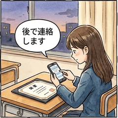 卒業証書と筒：制服女子の祝事スタンプ