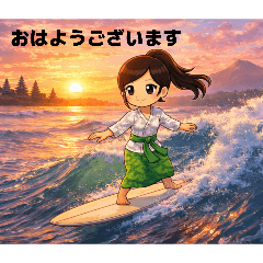 バリ島光の波乗りお祈りサーフガールの挨拶