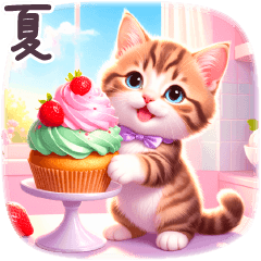 夏に毎日使える スイーツねこ 日常