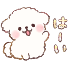 もしゃもしゃマルチーズ 水彩タッチ