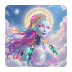 AI未来人工知能女性ロボットスタンプ.