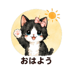 水彩ハチワレカノジョ 恋人スタンプ