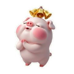 ピンクブタ 家族の幸せをお祈り