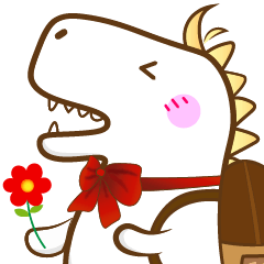 Dinosaur and happy flower
