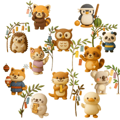 紙粘土動物の七夕イベント