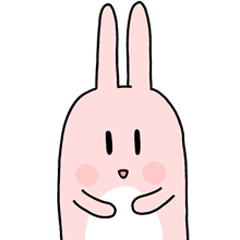 Cute chubby pink rabbit