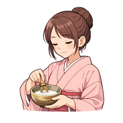 茶道する女の子スタンプ