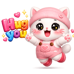 Pink Kawaii Cat Global Chat Stickers