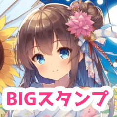 向日葵と刀を持った女の子BIGスタンプ